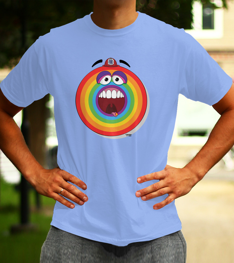 Firefighter Rainbow Face With Comic Mouth By Ernest Doty T-Shirt