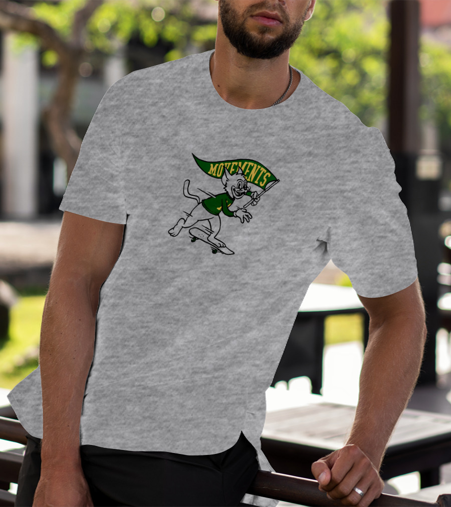 Movements Skateboarding Cat With Flag T-Shirt