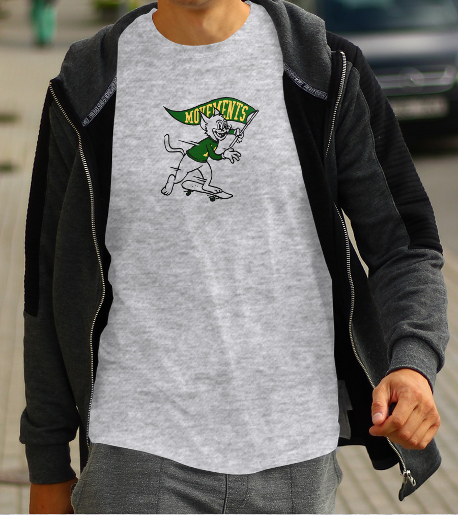 Movements Skateboarding Cat With Flag T-Shirt