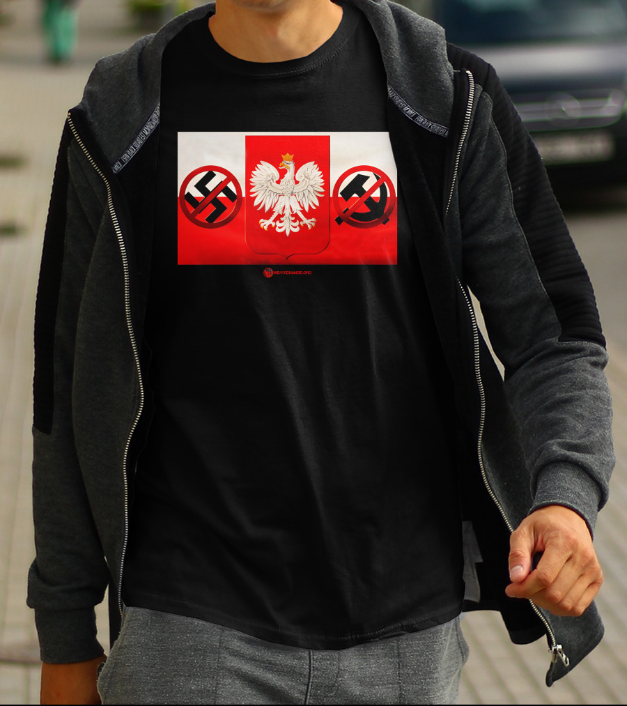 WeAreChange.org The Polish Spirit Anti-Swastika Anti-Communism Eagle T-Shirt