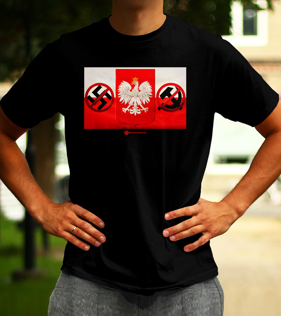 WeAreChange.org The Polish Spirit Anti-Swastika Anti-Communism Eagle T-Shirt