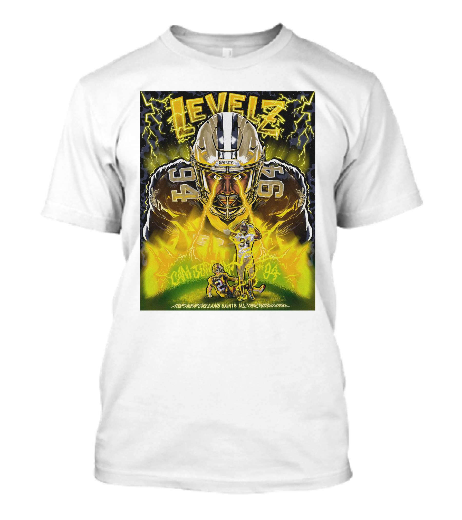 Cameron Jordan 94 Levels New Orleans Saints All Time Sacks Leader T-Shirt