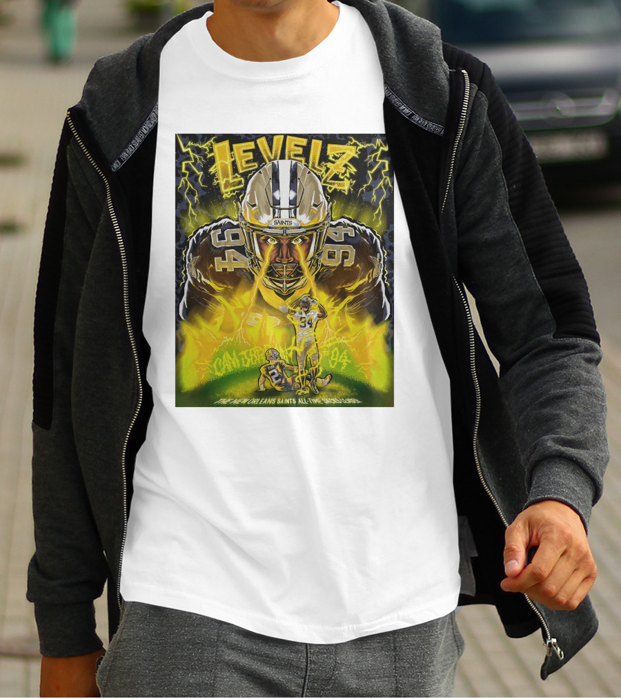Cameron Jordan 94 Levels New Orleans Saints All Time Sacks Leader T-Shirt