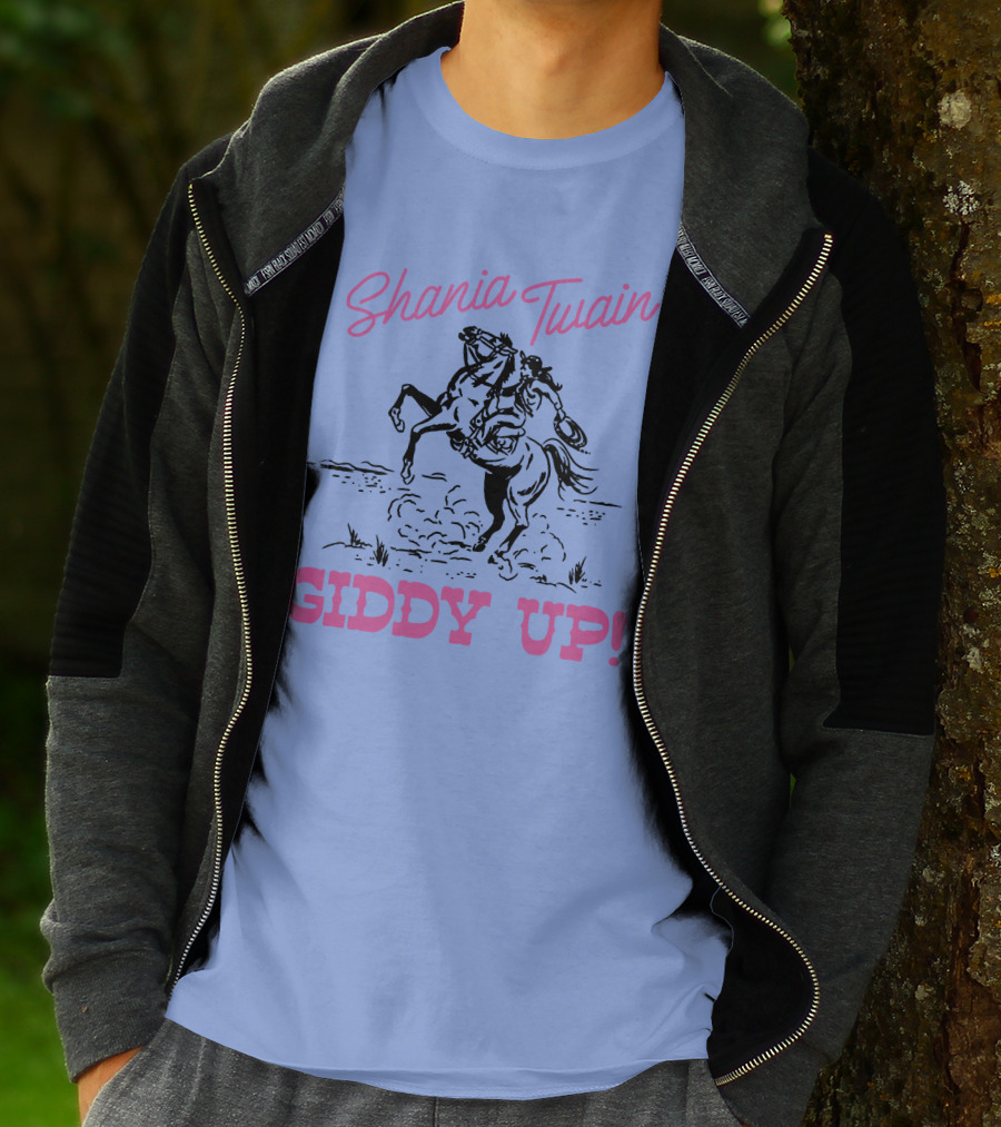 Shania Twain Giddy Up Riding Horse Sketch T-Shirt