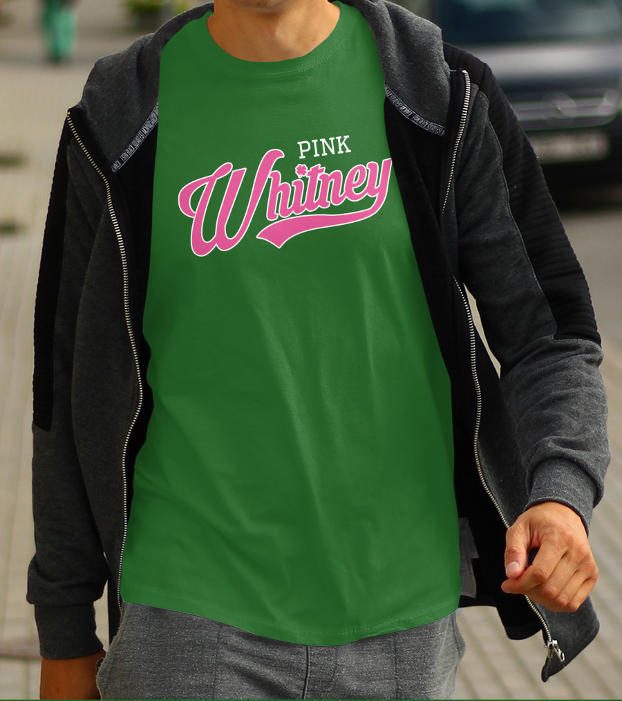 Pink Whitney Retro Bold Script Green Background T-Shirt