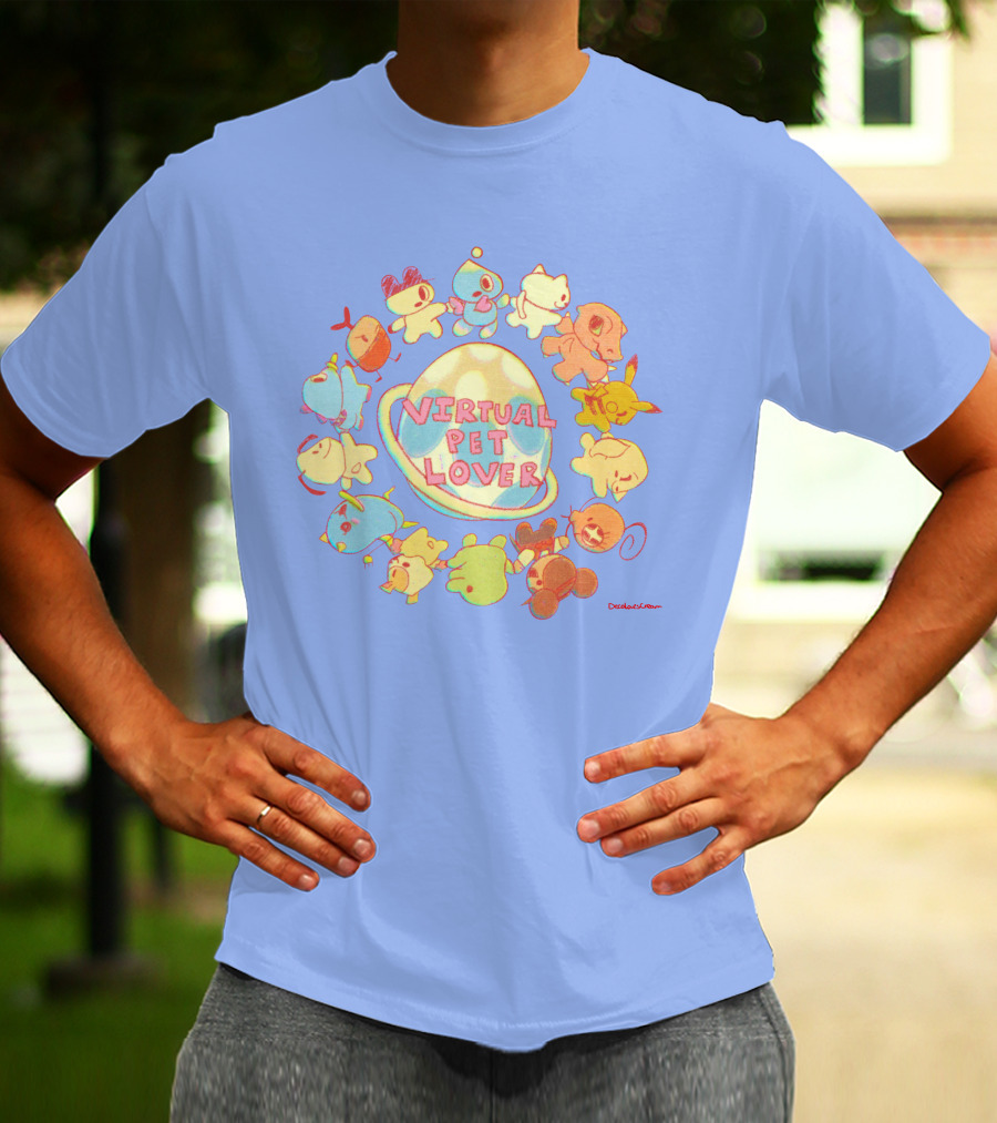 Virtual Pet Lover Colorful Cute Characters Circle T-Shirt