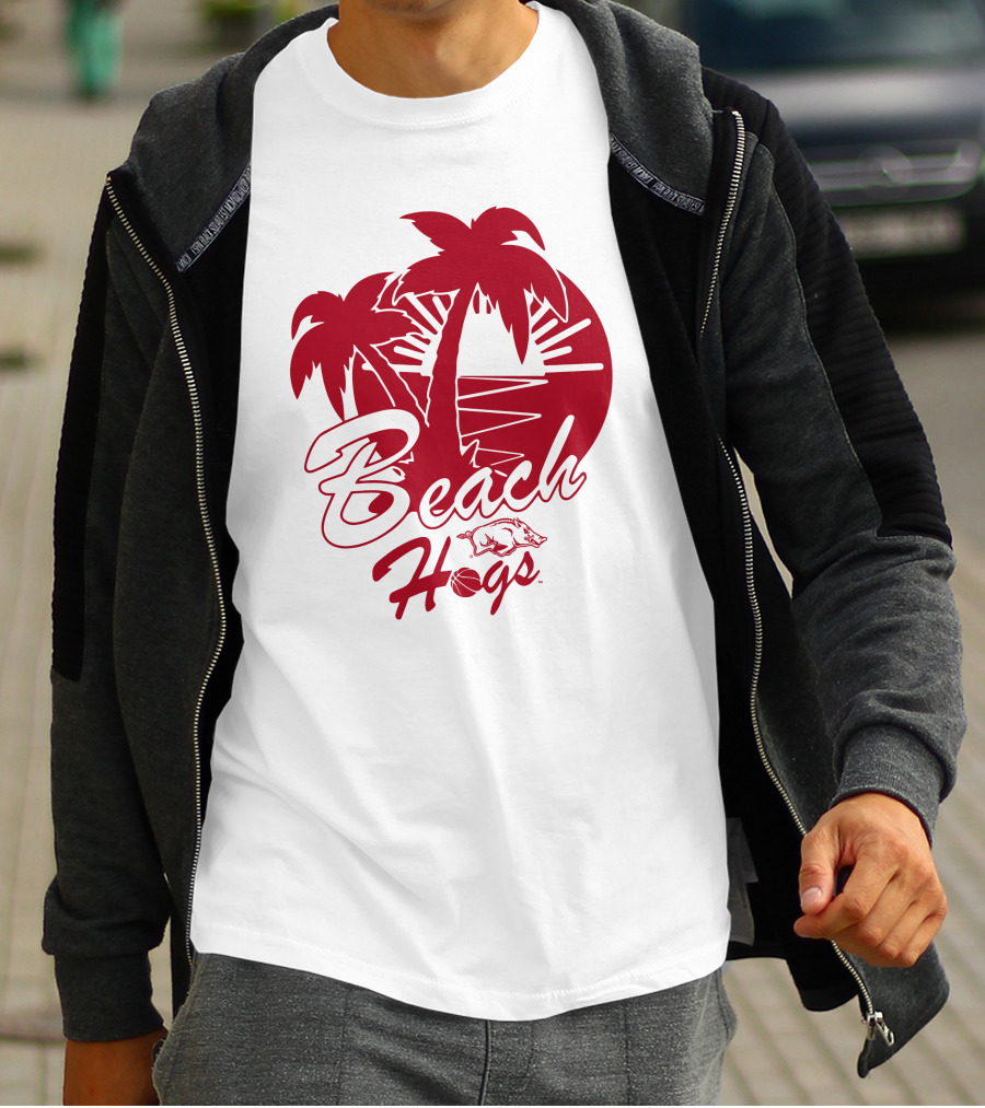 Beach Hogs Palms Sunset Razorbacks T-Shirt