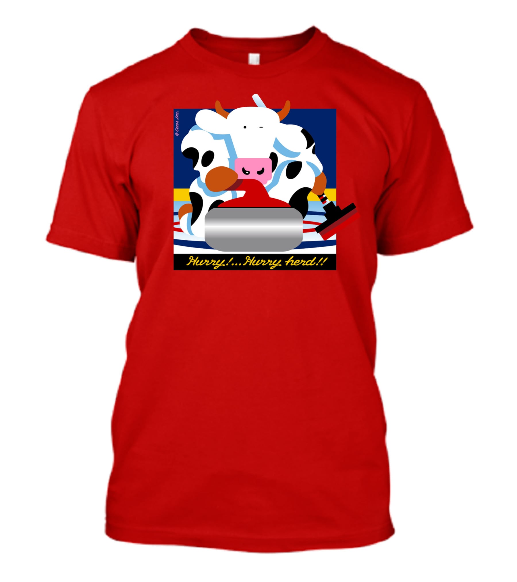 Hurry Hurry Herd Cow Curling Sweep T-Shirt