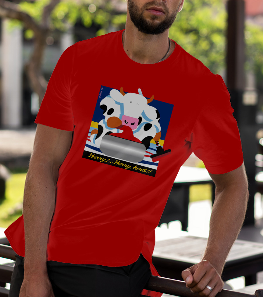 Hurry Hurry Herd Cow Curling Sweep T-Shirt