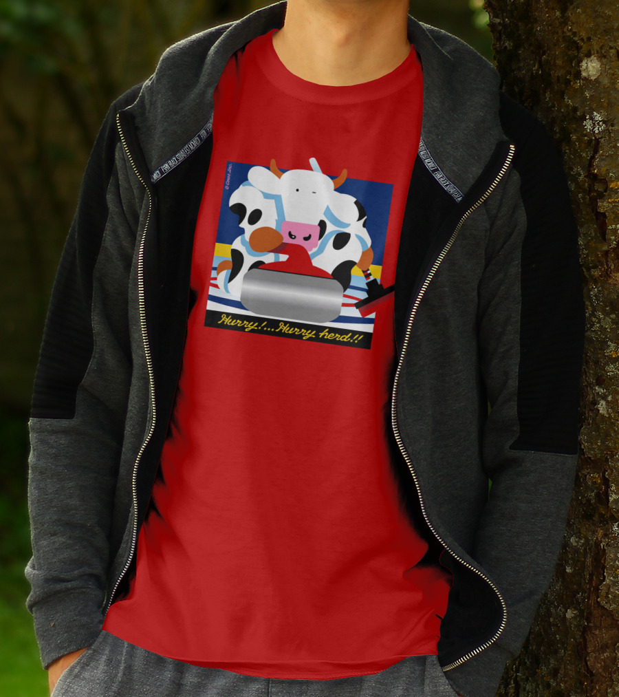 Hurry Hurry Herd Cow Curling Sweep T-Shirt