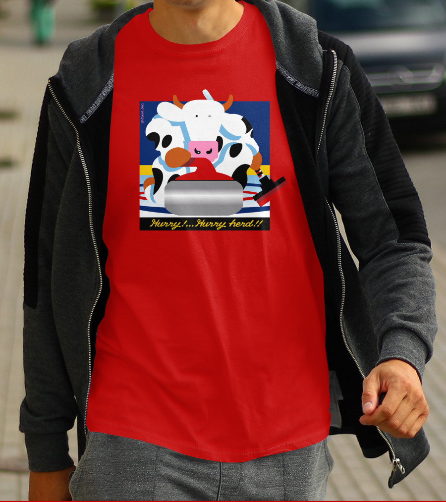 Hurry Hurry Herd Cow Curling Sweep T-Shirt