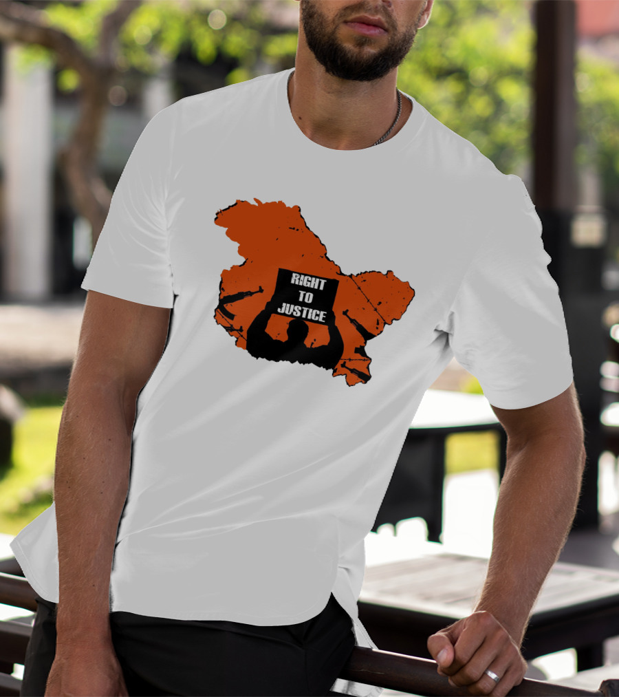 Right To Justice Protest Silhouette Inside Orange Map Shape T-Shirt