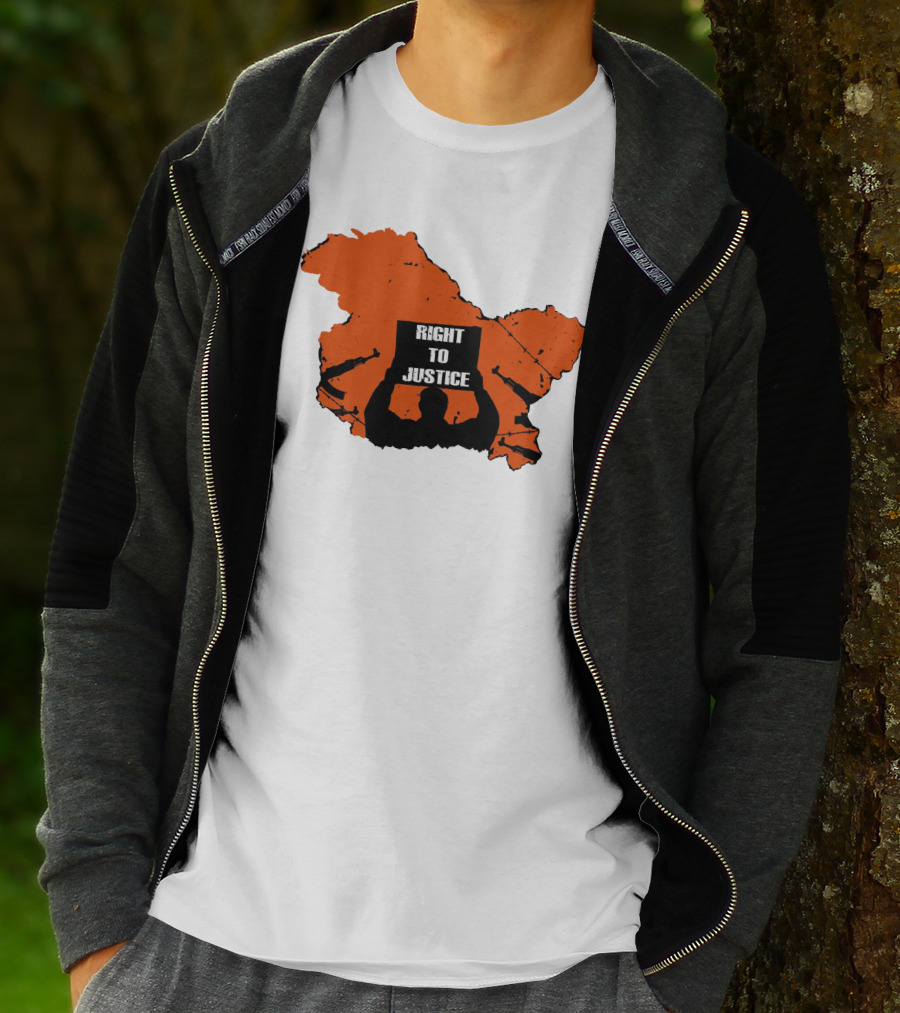 Right To Justice Protest Silhouette Inside Orange Map Shape T-Shirt