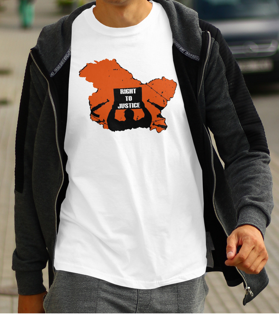 Right To Justice Protest Silhouette Inside Orange Map Shape T-Shirt