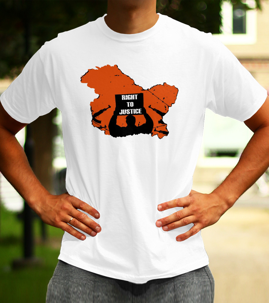Right To Justice Protest Silhouette Inside Orange Map Shape T-Shirt