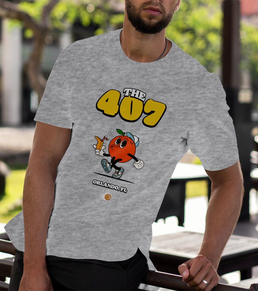 THE 407 Orlando FL Basketball Orange Character T-Shirt