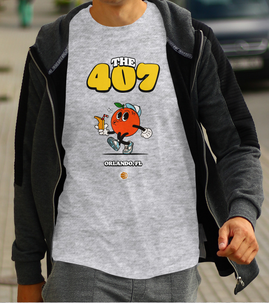 THE 407 Orlando FL Basketball Orange Character T-Shirt