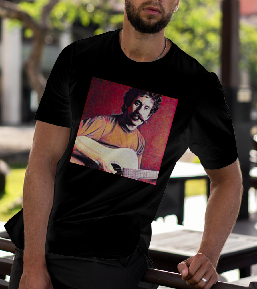 Jim Croce Playing Acoustic Guitar T-Shirt