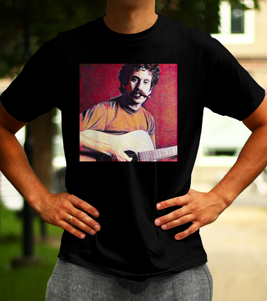 Jim Croce Playing Acoustic Guitar T-Shirt