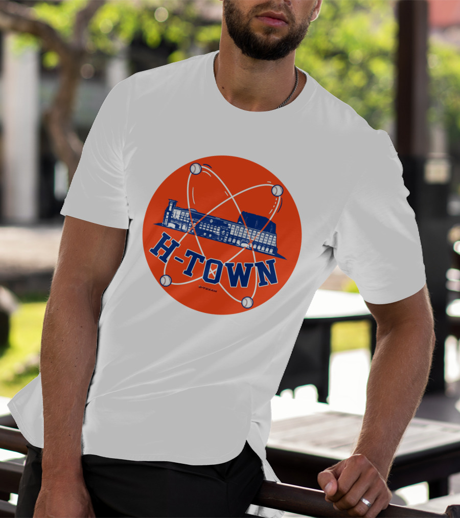 H-Town D-Texan Baseball Landmark Iconography T-Shirt