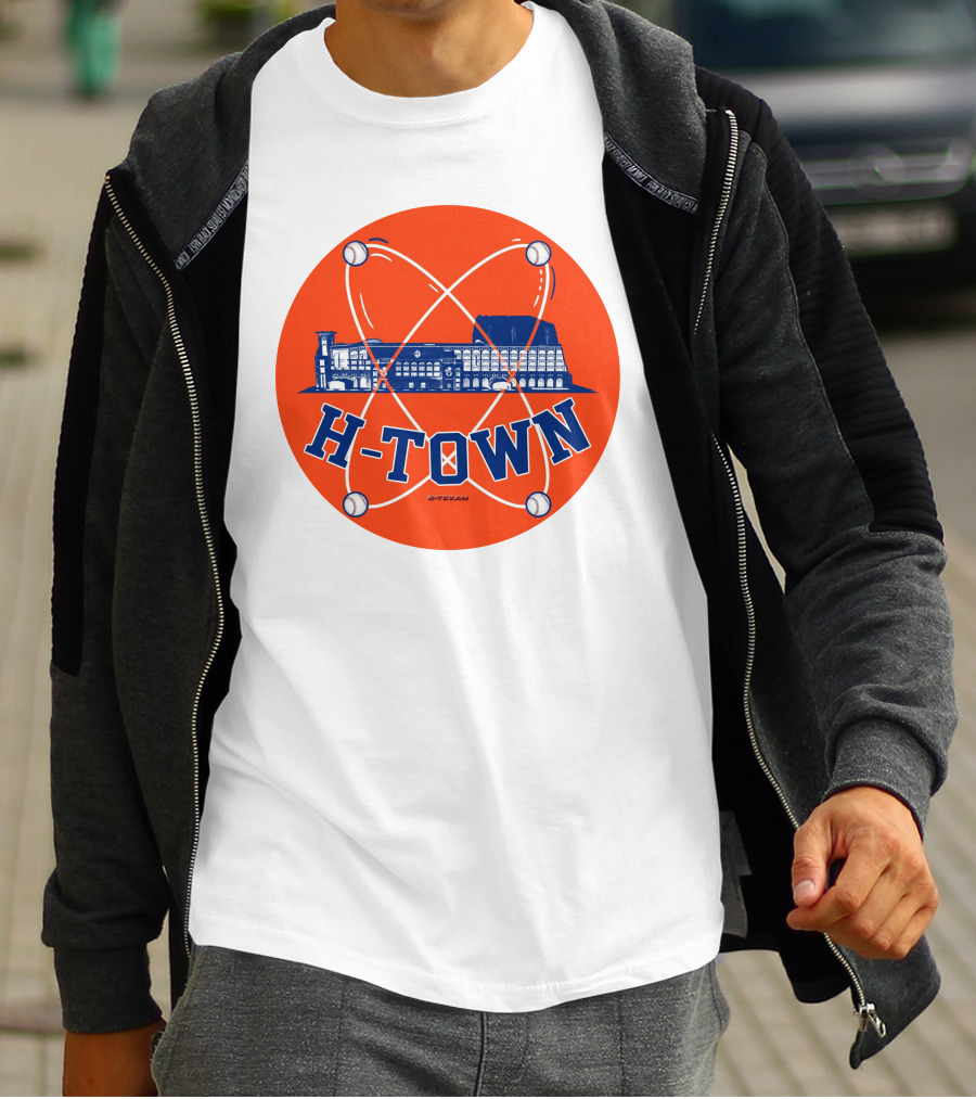 H-Town D-Texan Baseball Landmark Iconography T-Shirt