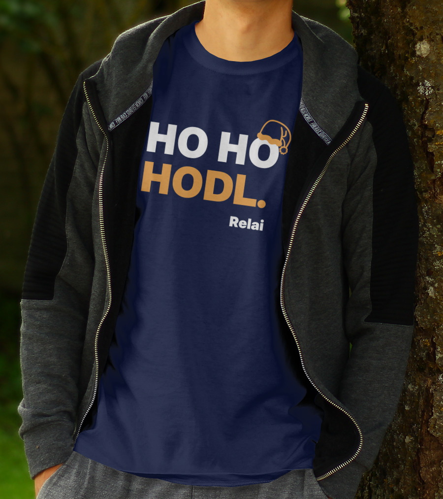 Ho Ho Hodl Relai Christmas Santa Hat Bitcoin T-Shirt