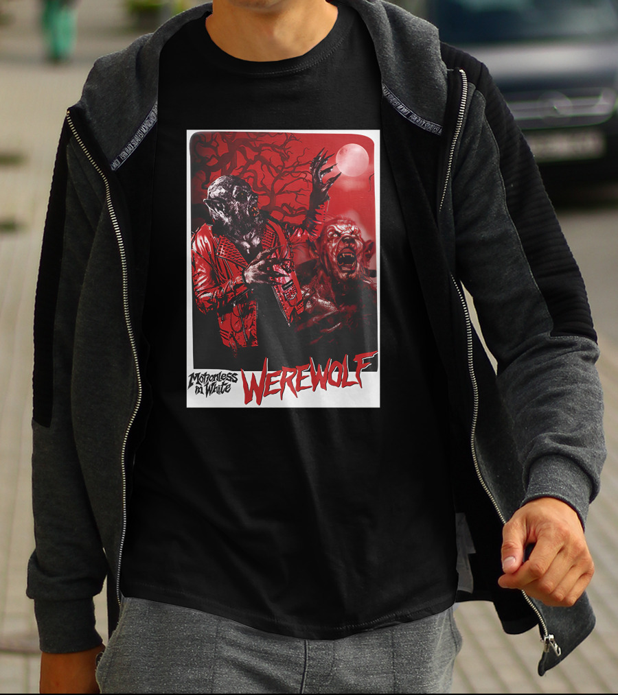 Motionless In White Werewolf Colortest Lurking In The Dark Red Moon Horror Scene T-Shirt