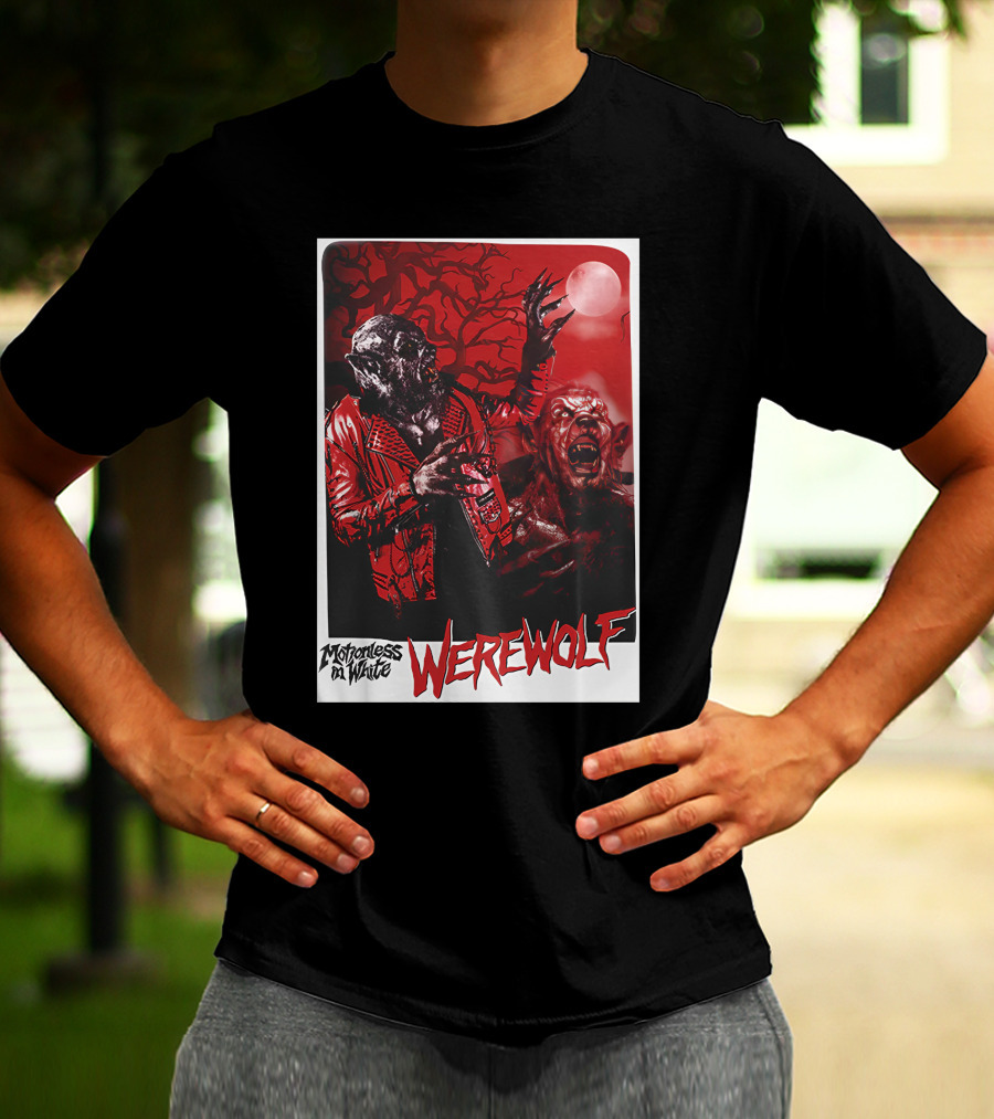 Motionless In White Werewolf Colortest Lurking In The Dark Red Moon Horror Scene T-Shirt