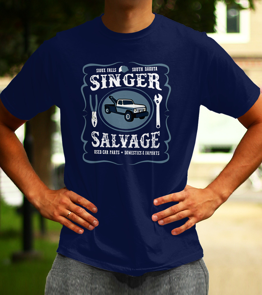 Sioux Falls South Dakota Singer Salvage Used Car Parts Domestics Imports T-Shirt