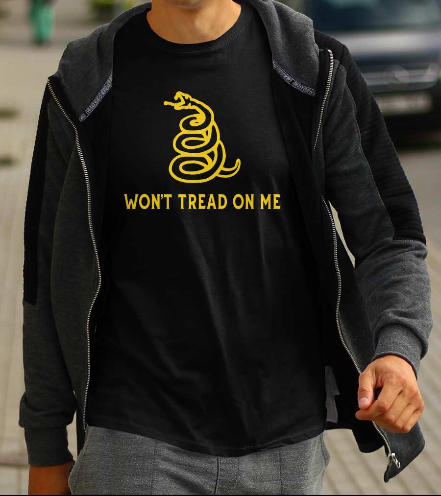 Won't Tread On Me Coiled Yellow Snake T-Shirt