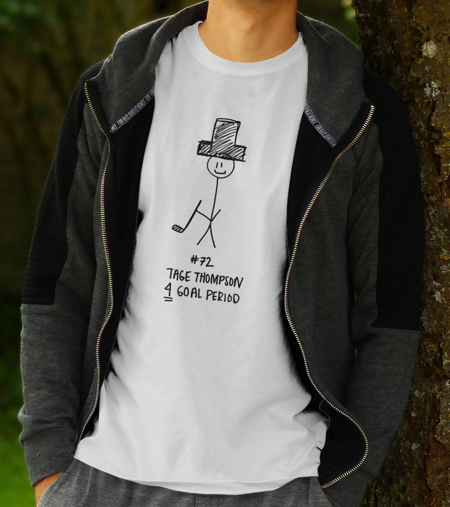 72 Tage Thompson 4 Goal Period Stick Figure Hockey Hat Trick T-Shirt