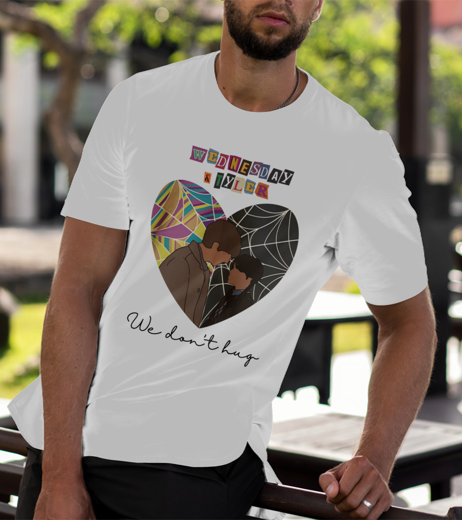 Wednesday And Tyler We Don't Hug Heart T-Shirt