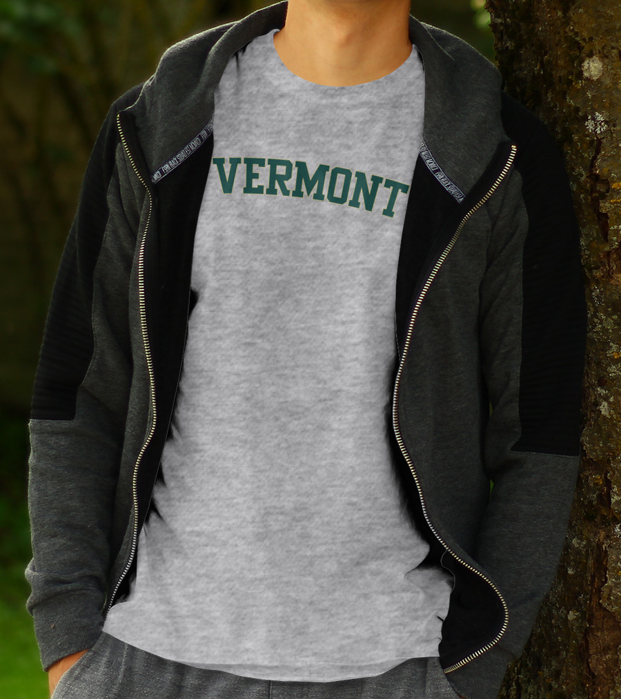 Vermont Green College Style Block Letters T-Shirt