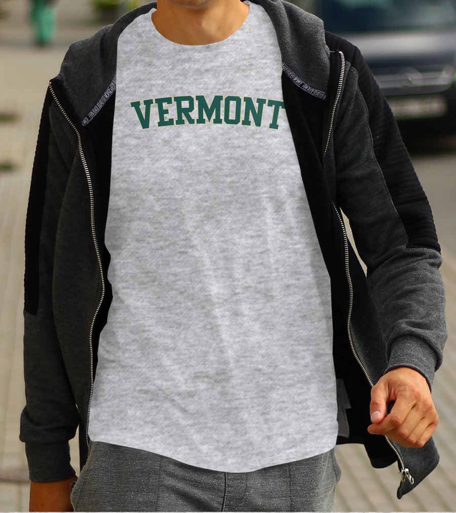 Vermont Green College Style Block Letters T-Shirt