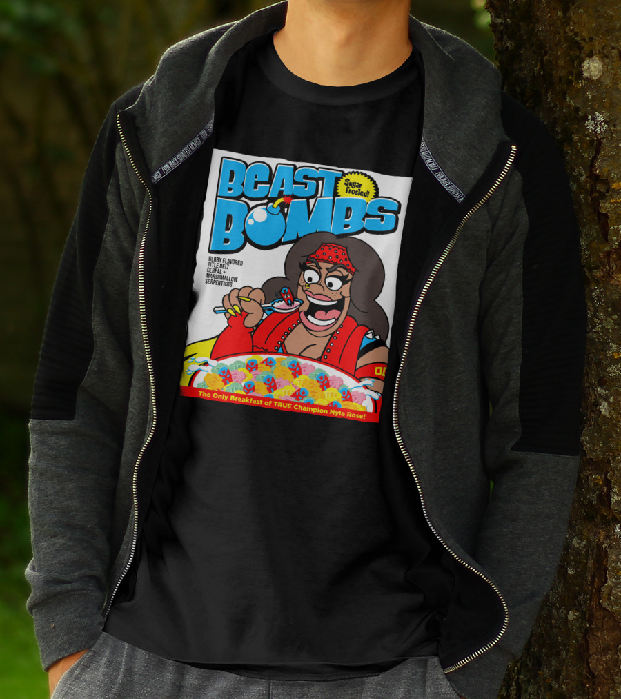 BEAST BOMBS Sugar Frosted Berry Flavored Title Belt Cereal With Marshmallow Serpenticos The Only Breakfast Of True Champion Nyla Rose T-Shirt