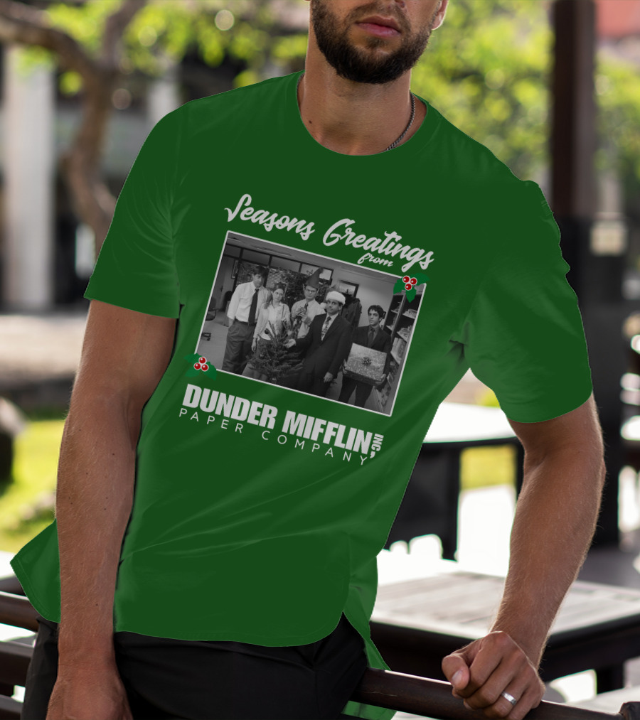 Seasons Greetings From Dunder Mifflin Paper Company Holiday Photo T-Shirt