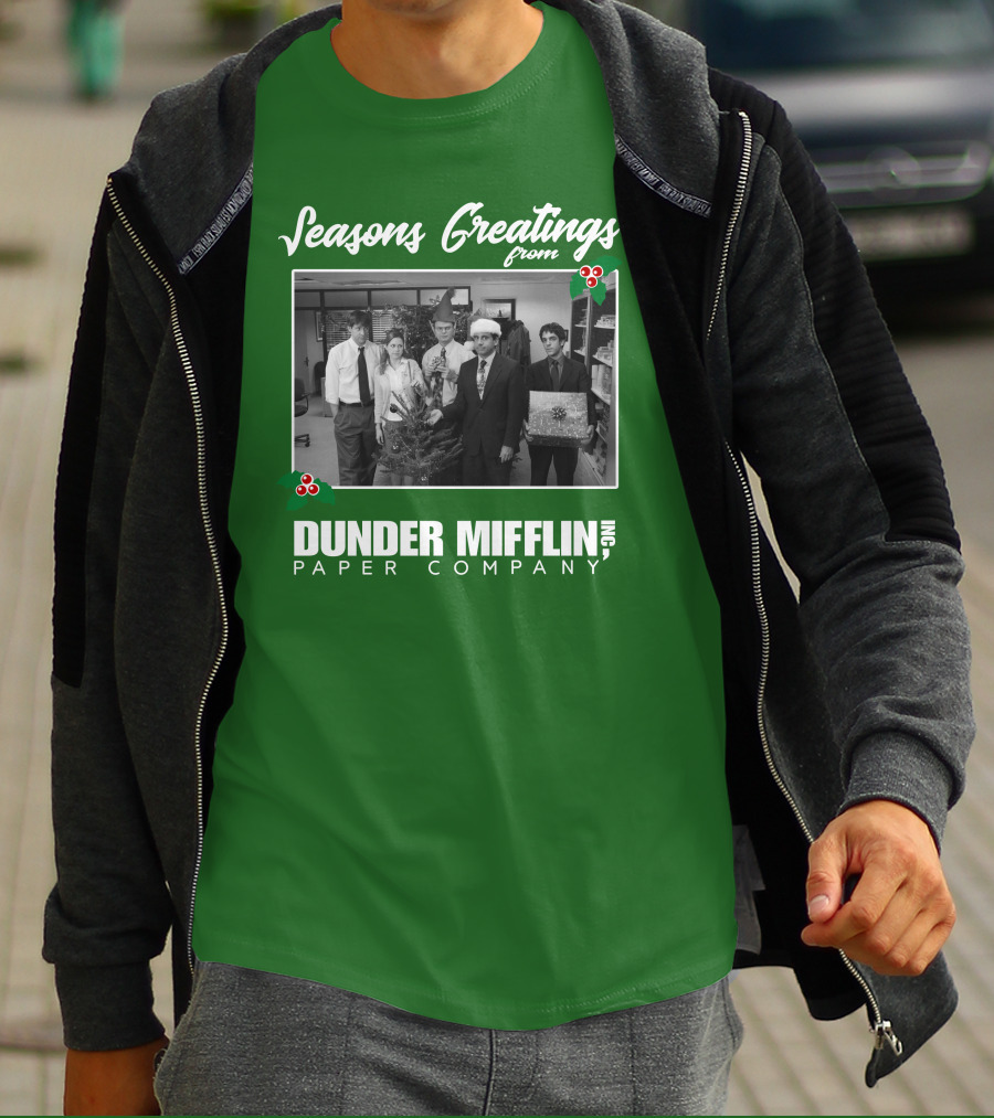 Seasons Greetings From Dunder Mifflin Paper Company Holiday Photo T-Shirt