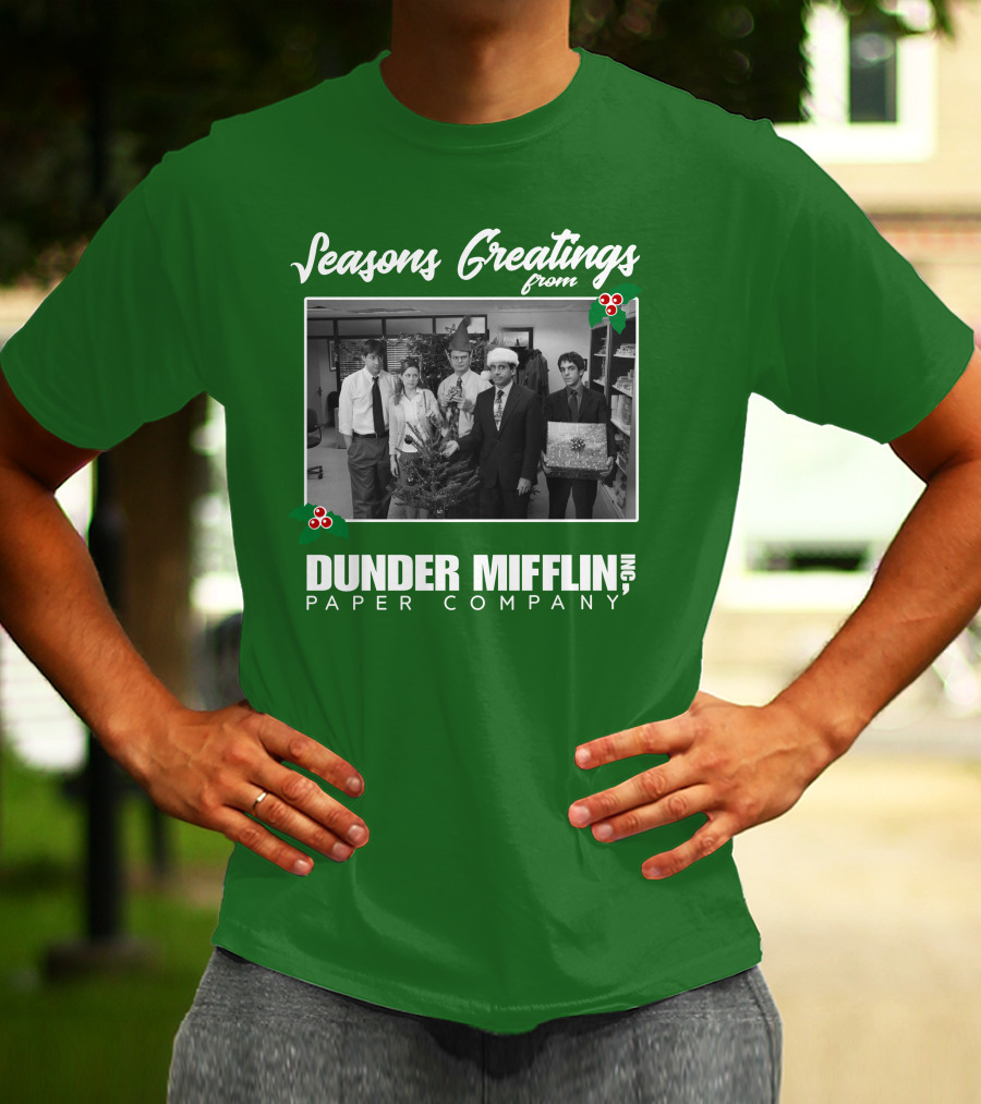 Seasons Greetings From Dunder Mifflin Paper Company Holiday Photo T-Shirt