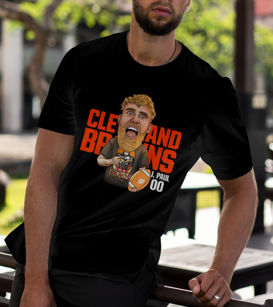 Cleveland Browns J. Paul 00 Football Illustration - Agha Noor T-Shirt