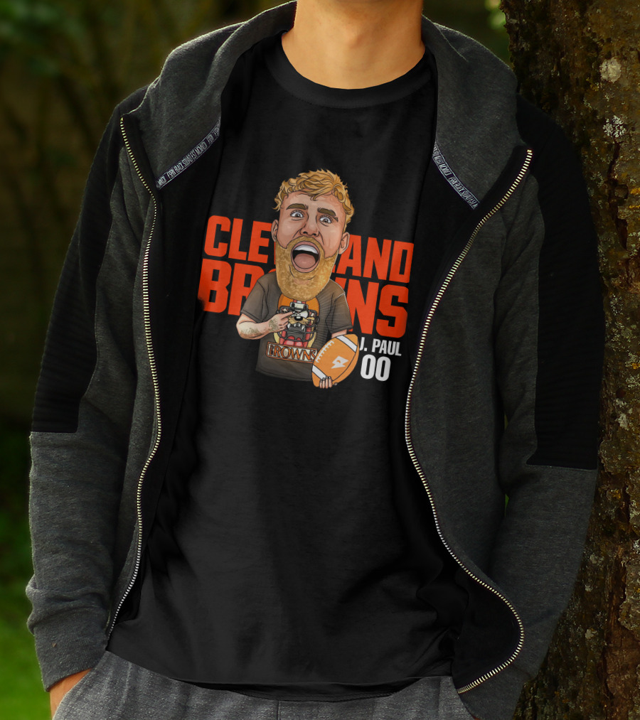 Cleveland Browns J. Paul 00 Football Illustration - Agha Noor T-Shirt