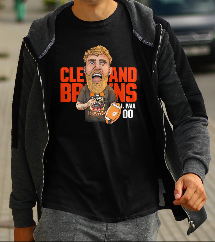 Cleveland Browns J. Paul 00 Football Illustration - Agha Noor T-Shirt