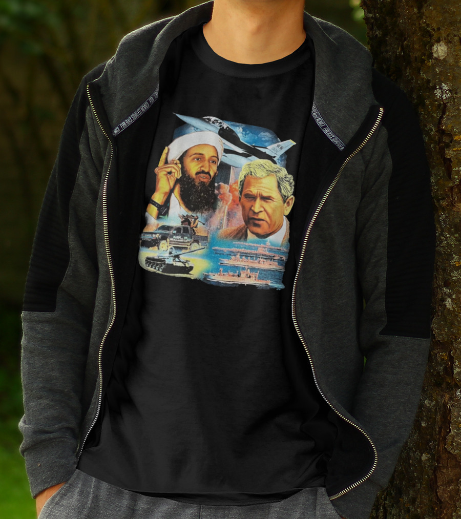 911 Vintage Rap Osama Bin Laden George Warplanes Tanks Ships T-Shirt