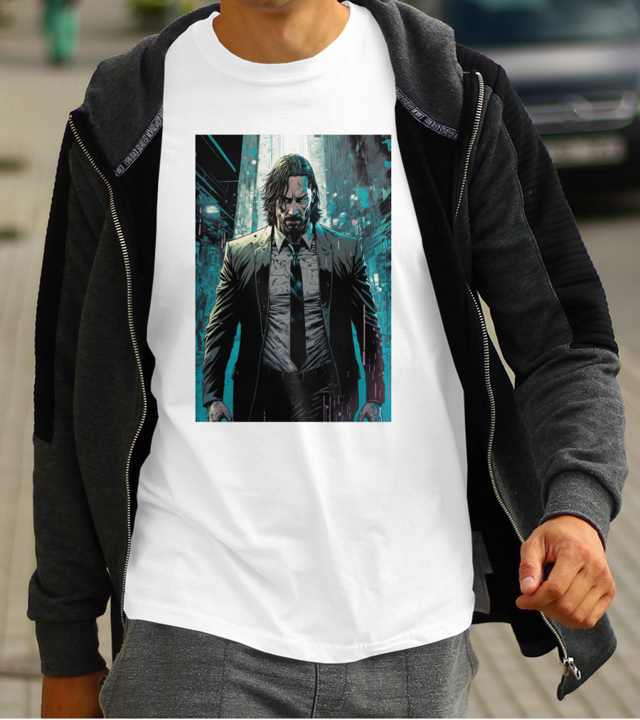 John Wick Comic Style Noir Scene T-Shirt