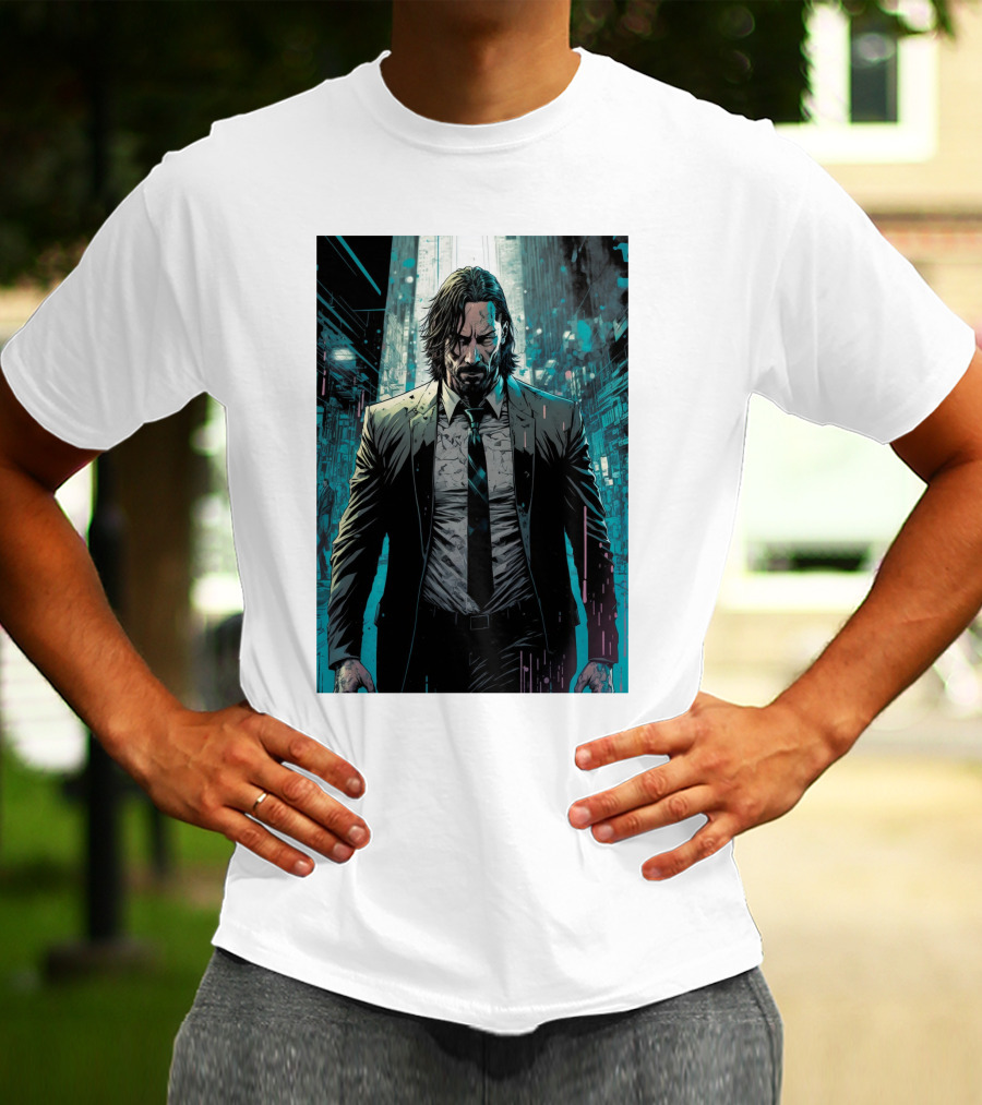 John Wick Comic Style Noir Scene T-Shirt