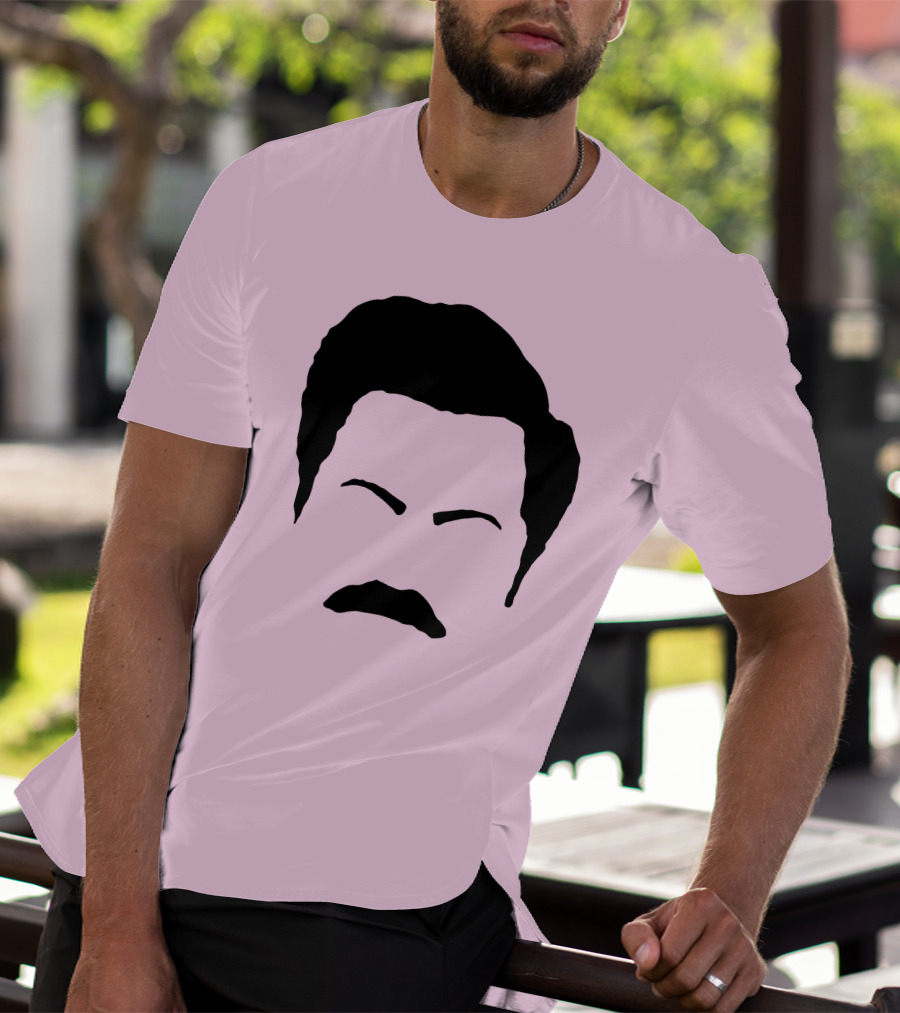 Ron Swanson Mustache Face Silhouette Parks And Recreation T-Shirt