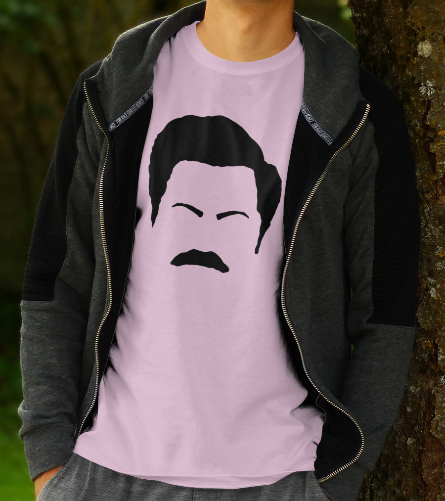 Ron Swanson Mustache Face Silhouette Parks And Recreation T-Shirt