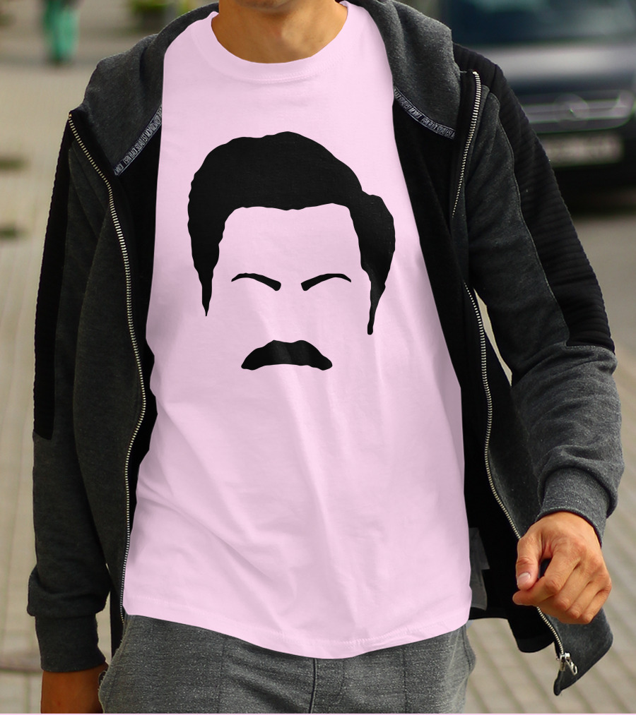 Ron Swanson Mustache Face Silhouette Parks And Recreation T-Shirt
