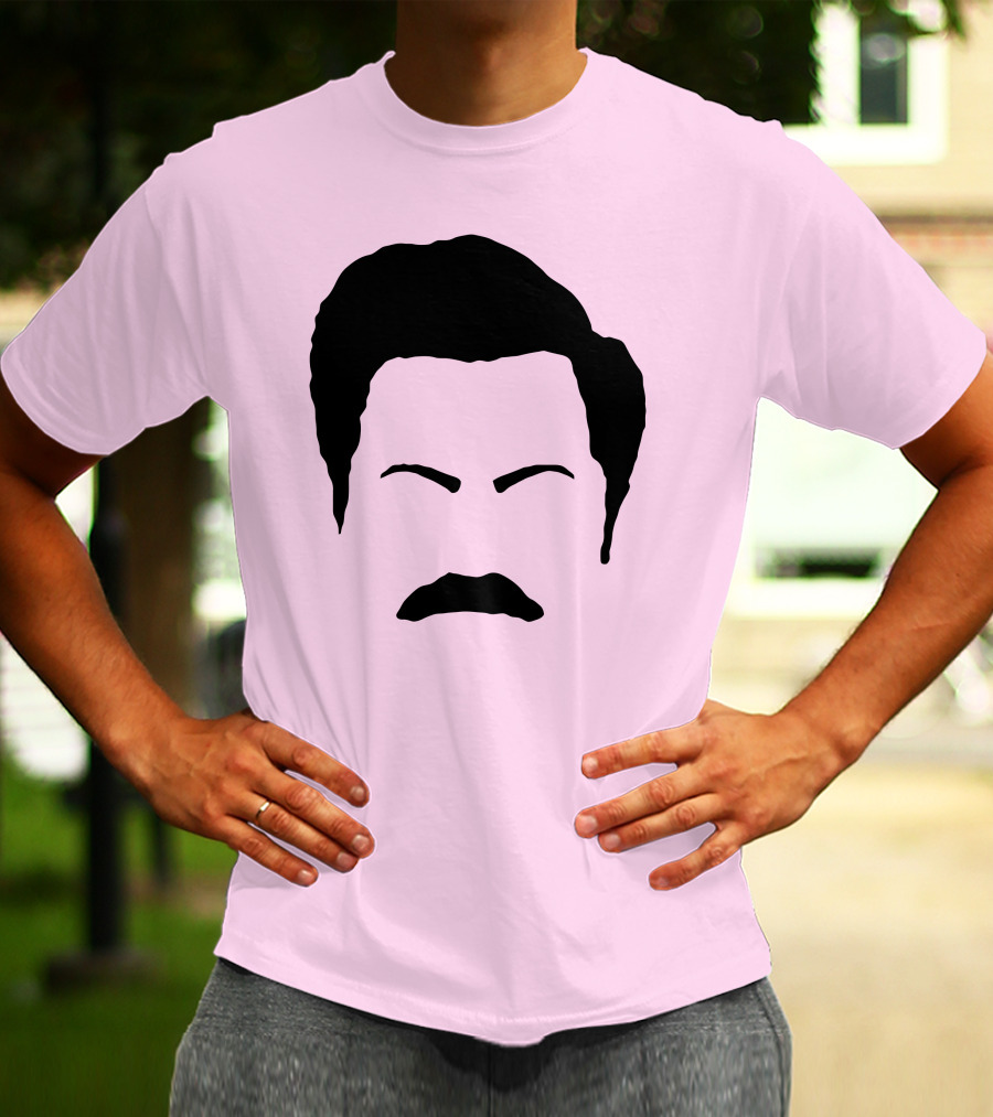Ron Swanson Mustache Face Silhouette Parks And Recreation T-Shirt