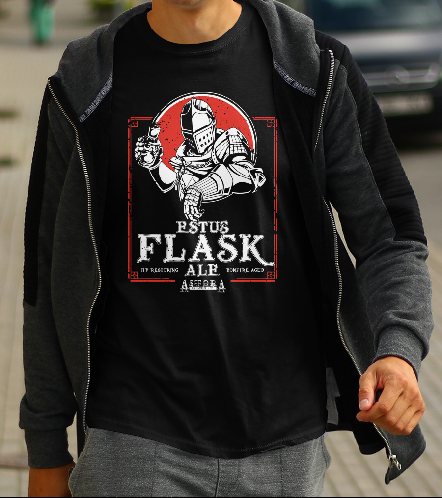 Estus Flask Ale HP Restoring Bonfire Aged Astora Art Wing Co T-Shirt