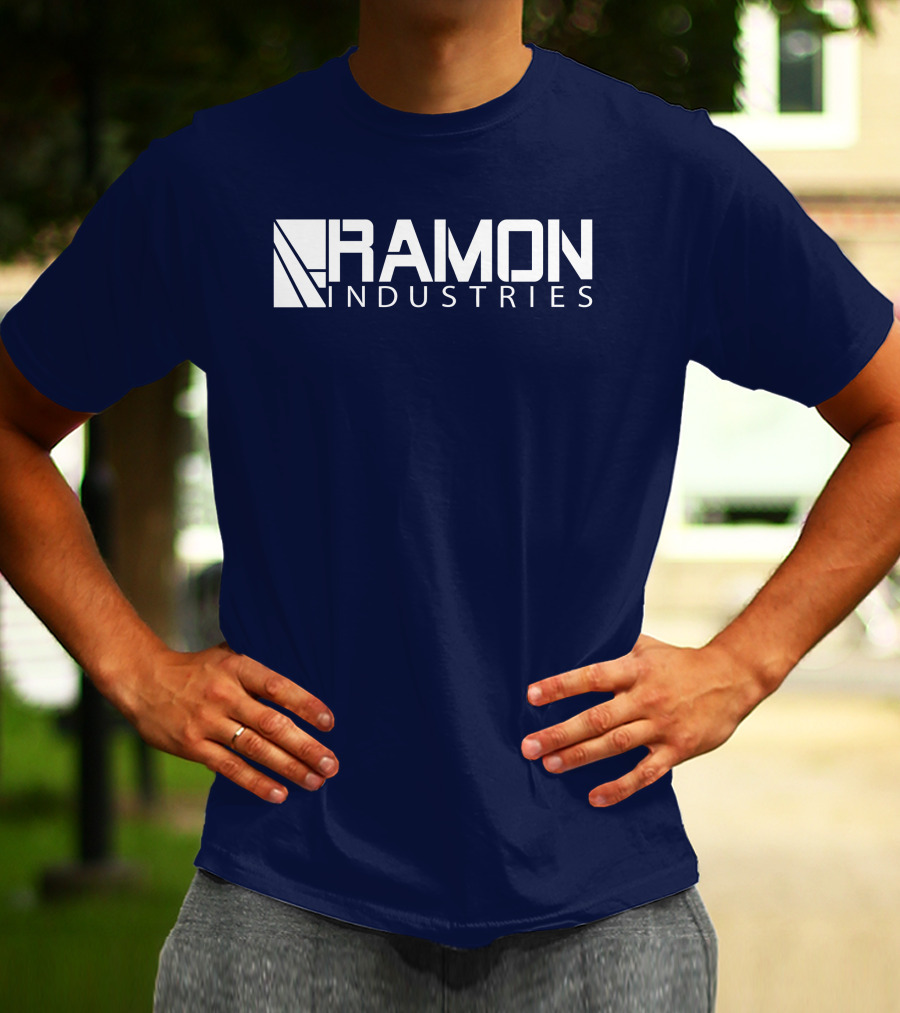 RAMON INDUSTRIES Logo Navy Blue Background T-Shirt
